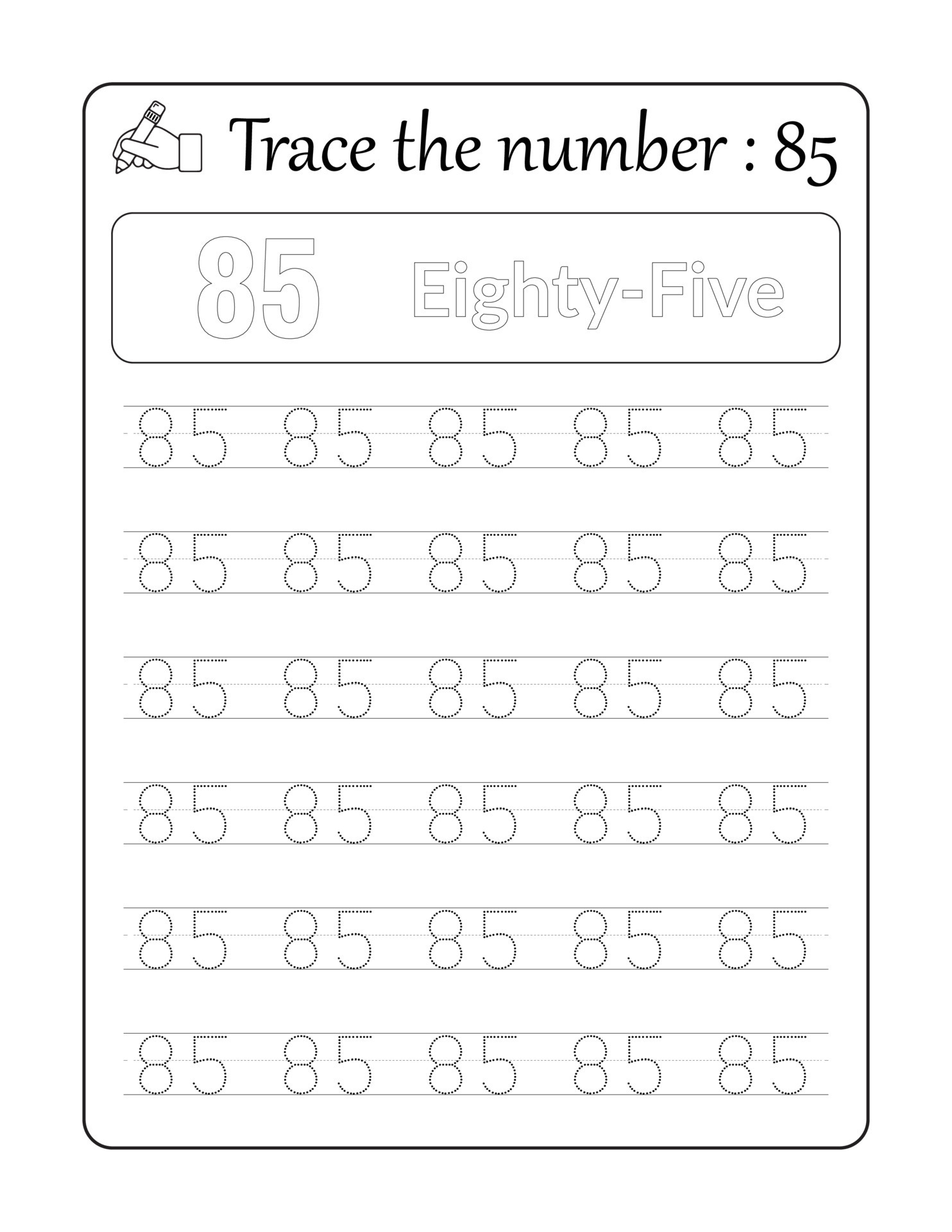 Trace The Number 85 Number Tracing For Kids 10820818 Vector Art At trace-the-number-85-number-tracing-for-kids-10820818-vector-art-at