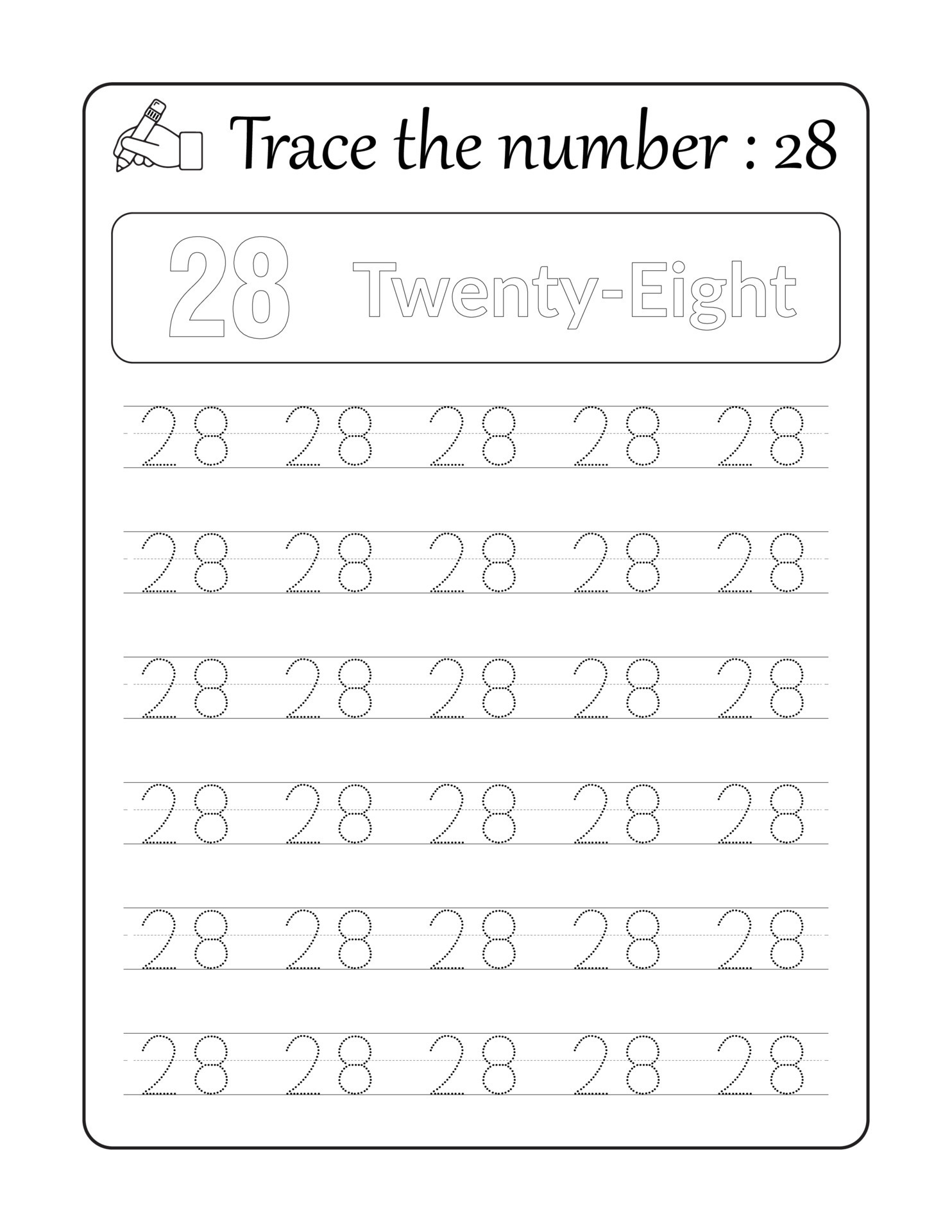 Trace the number 28 Number Tracing for kids 10820885 Vector Art at Trace the number 28 Number Tracing for kids 10820885 Vector Art at