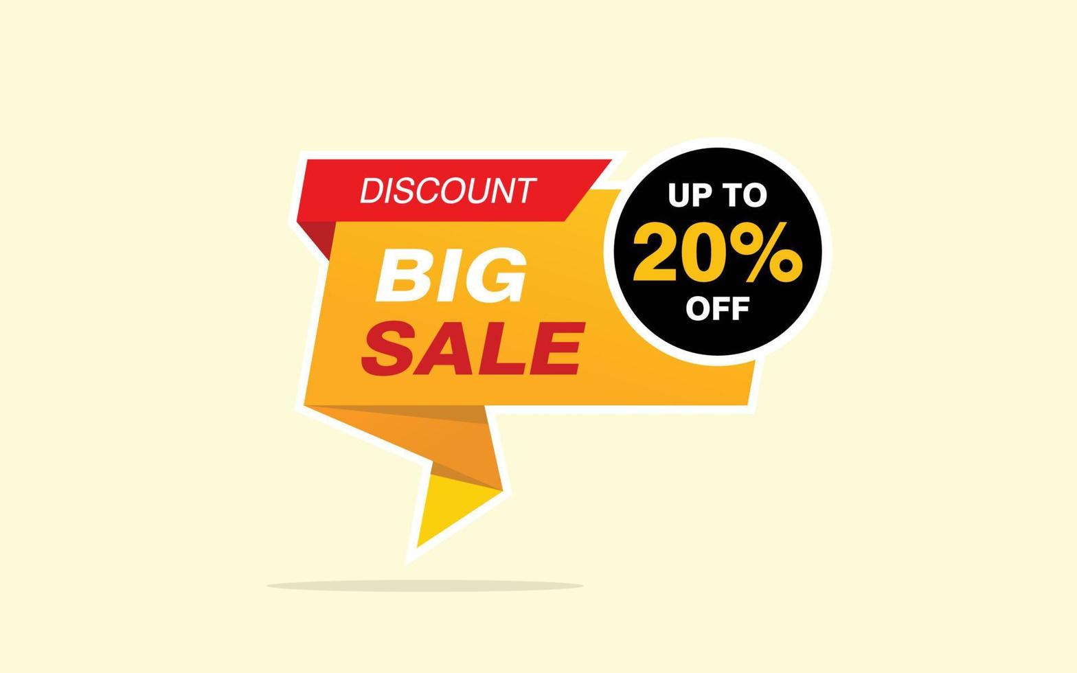 20 Percent discount offer, clearance, promotion banner layout with sticker badge. vector