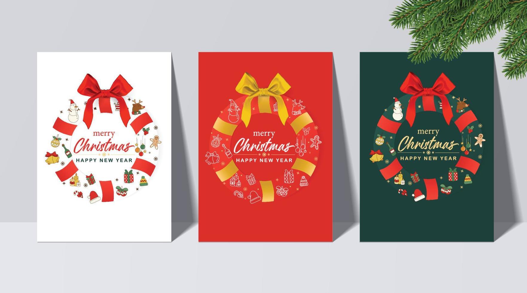 tarjetas de felicitación para navidad y año nuevo de fondo. vector