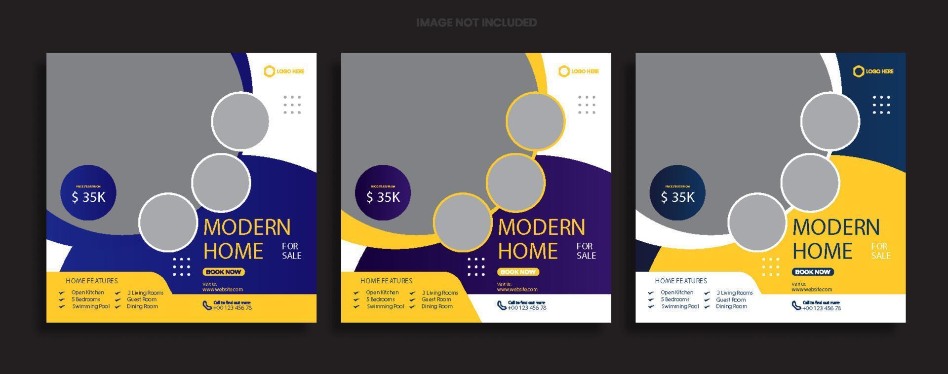 Modern home sale social media post vector