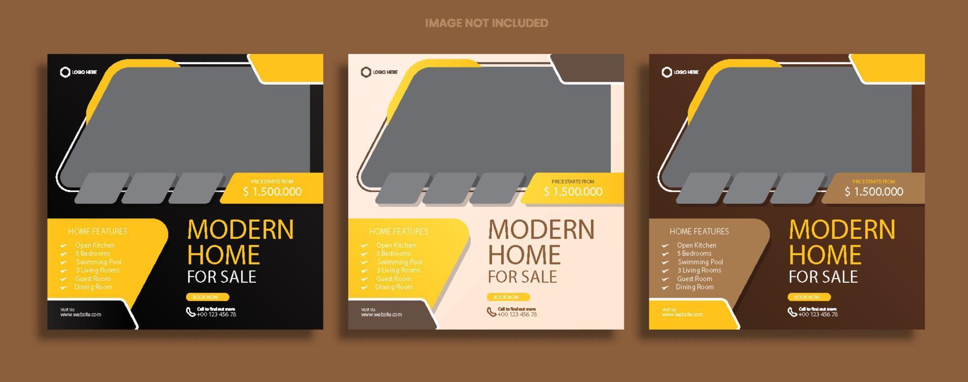 Modern home sale social media post vector