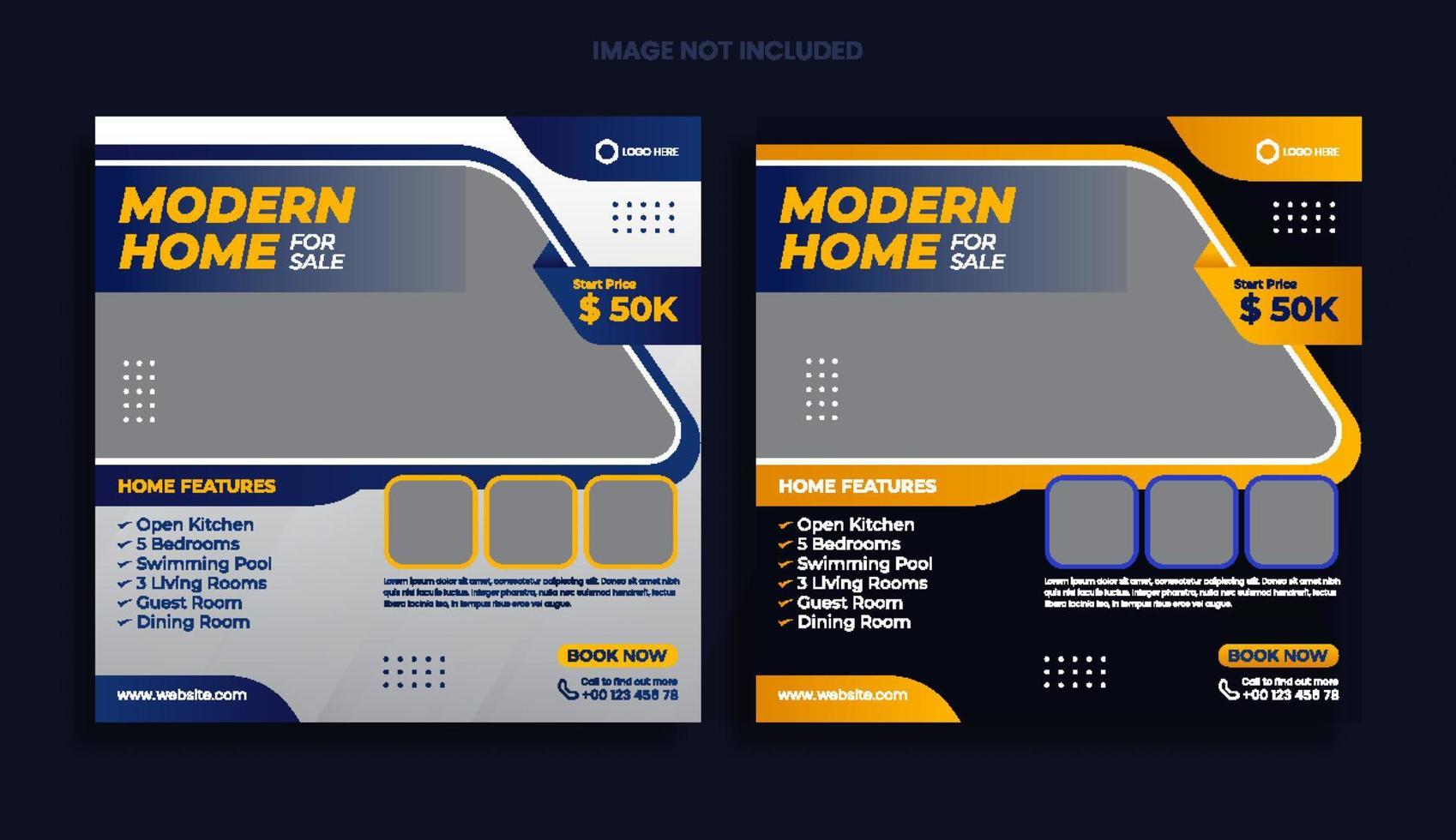 Modern home sale social media template vector