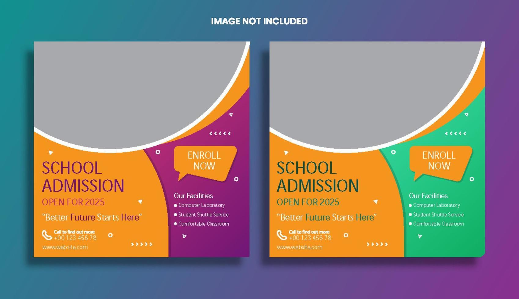 Modern school admissions social media template vector
