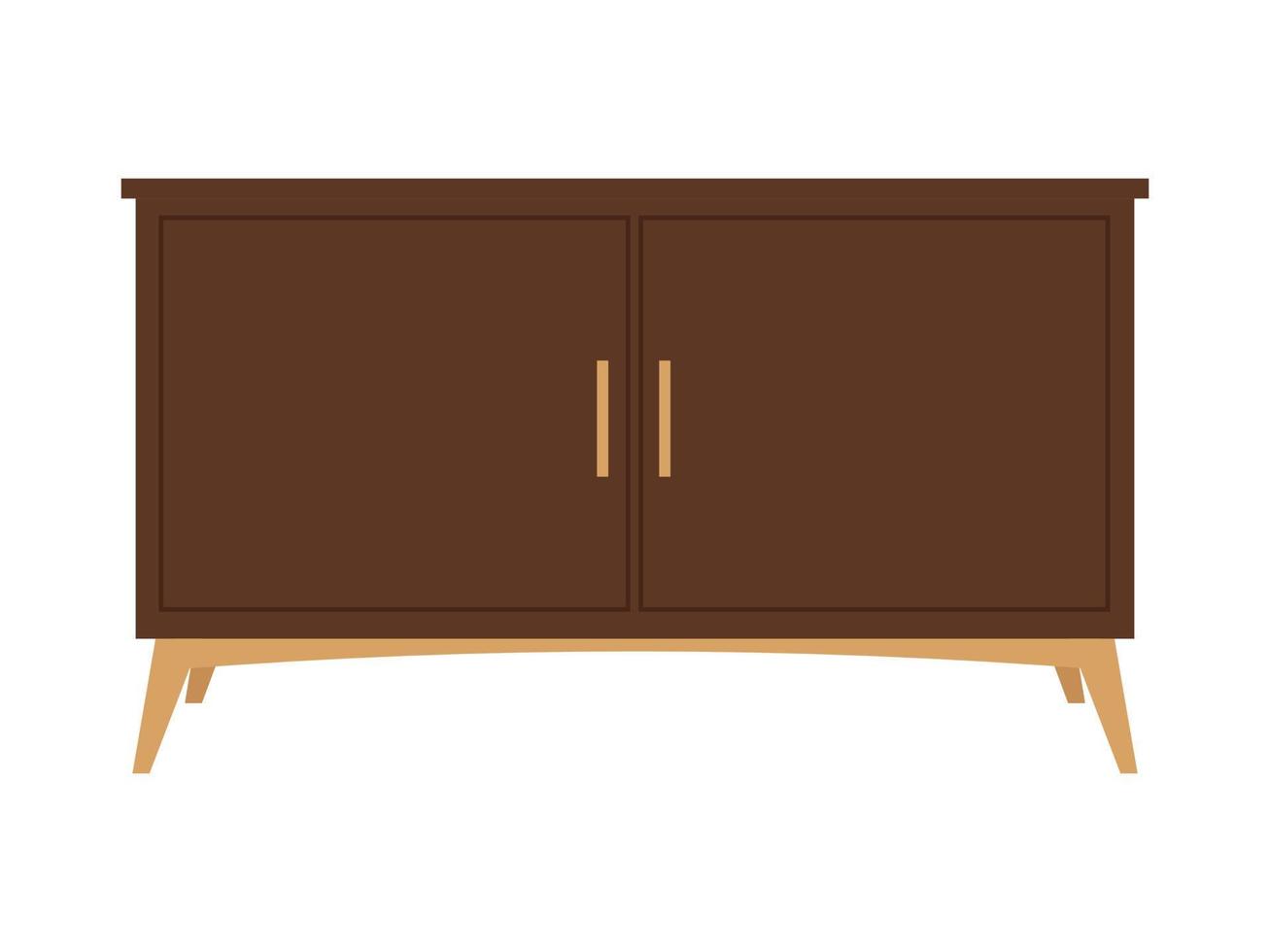 Wooden sideboard with doors. Good for web design, instructions, cards and apps. Isolated vector illustration.
