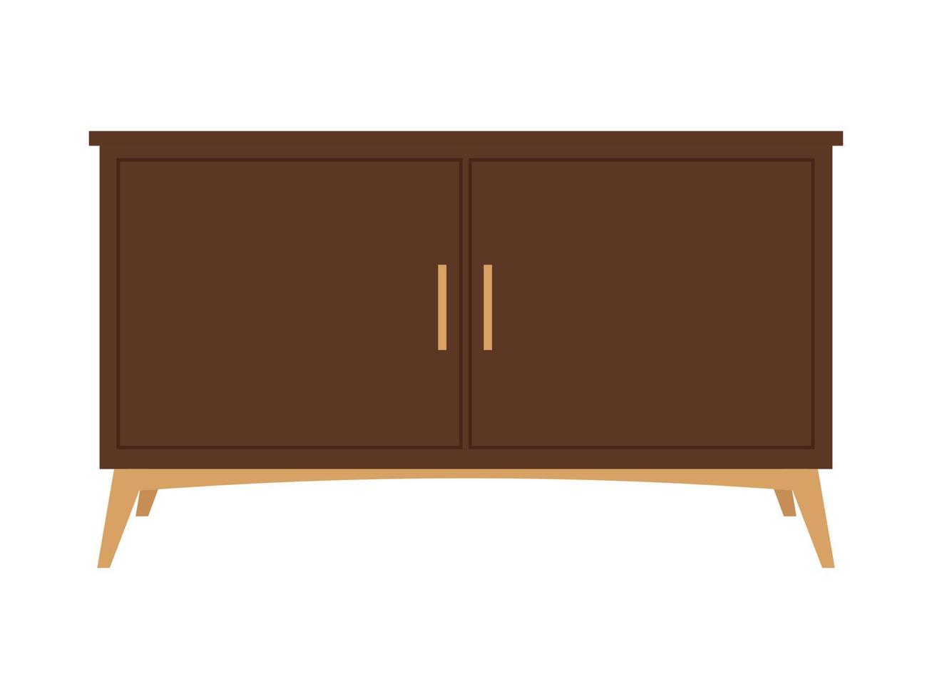 Wooden sideboard with doors. Good for web design, instructions, cards and apps. Isolated vector illustration.