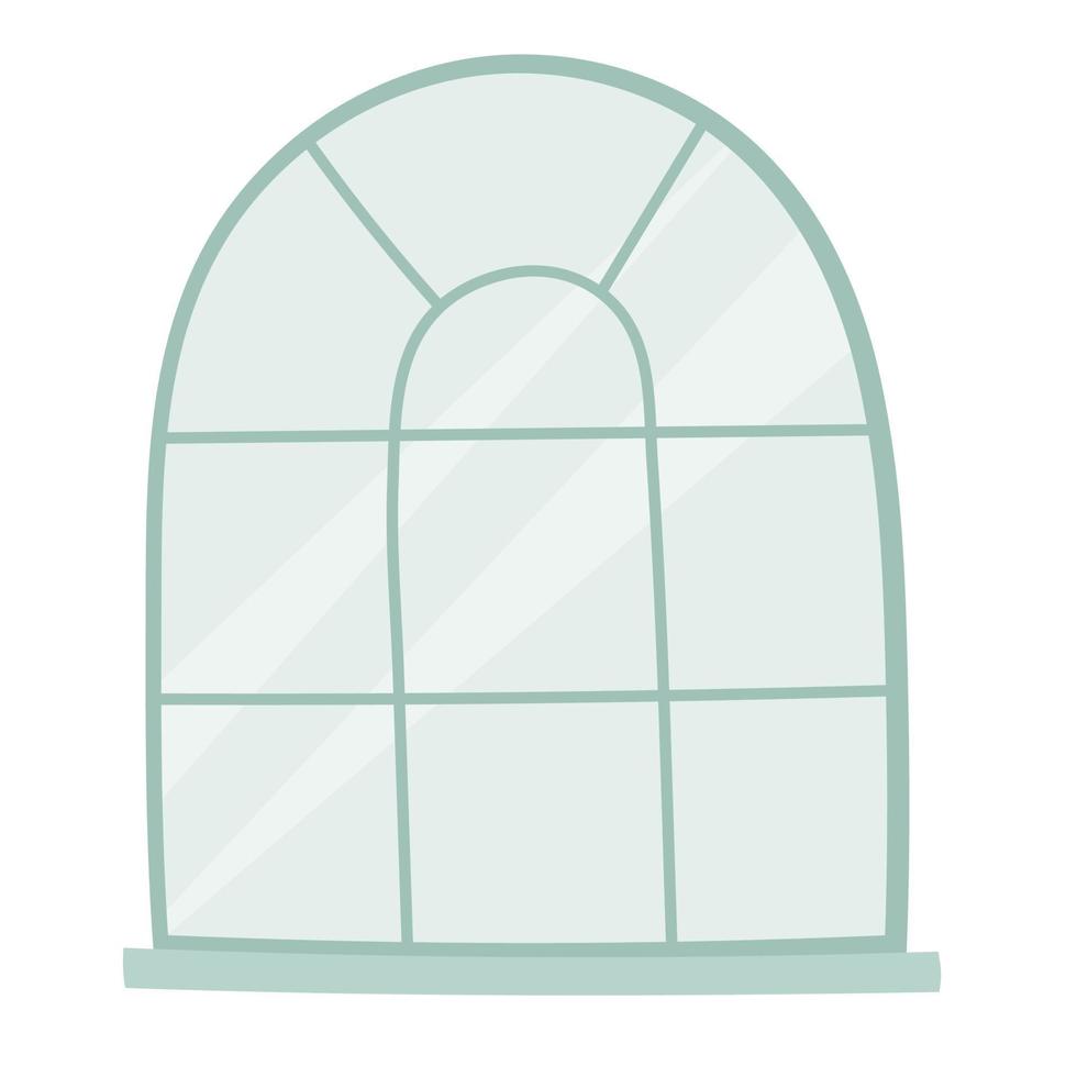 ventana dibujada a mano con marco azul. elemento interior y exterior. ilustración vectorial aislada vector