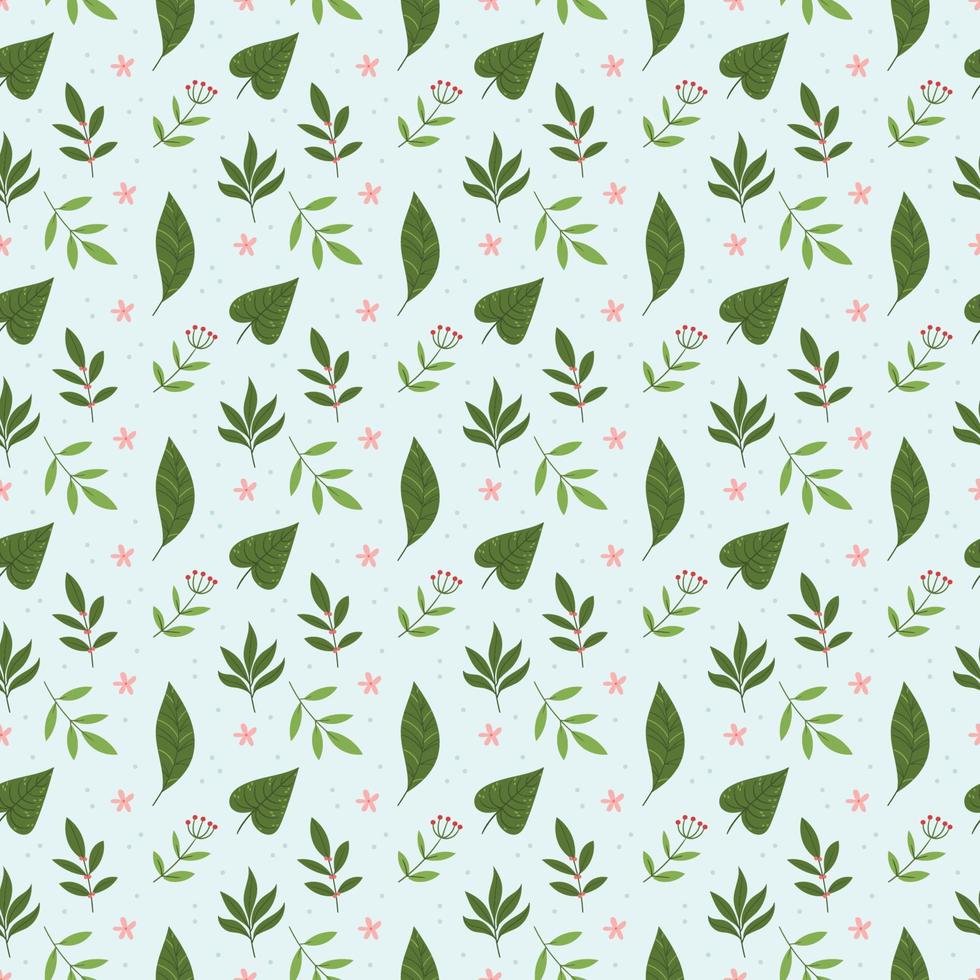 lindo patrón sin costuras con hojas de plantas de la selva tropical sobre un fondo de menta.fondo con follaje de la selva. ilustración de verano natural para estampado textil, papel de regalo, estampado de ropa. vector