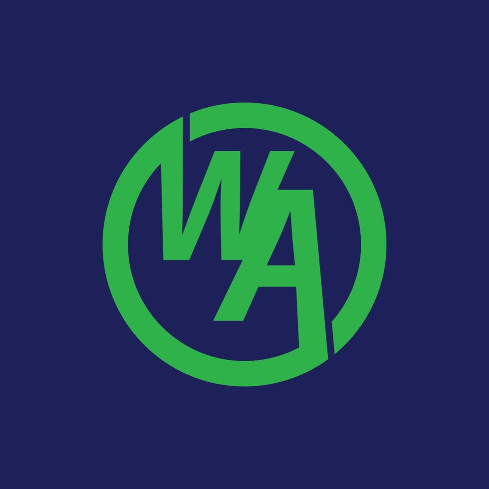 circle letter WA logo vector design