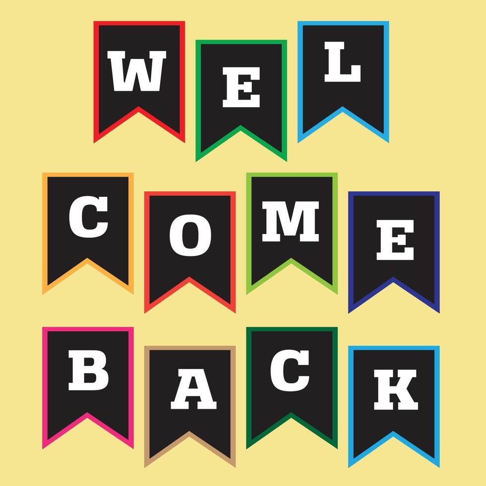 welcome back flag sign vector design