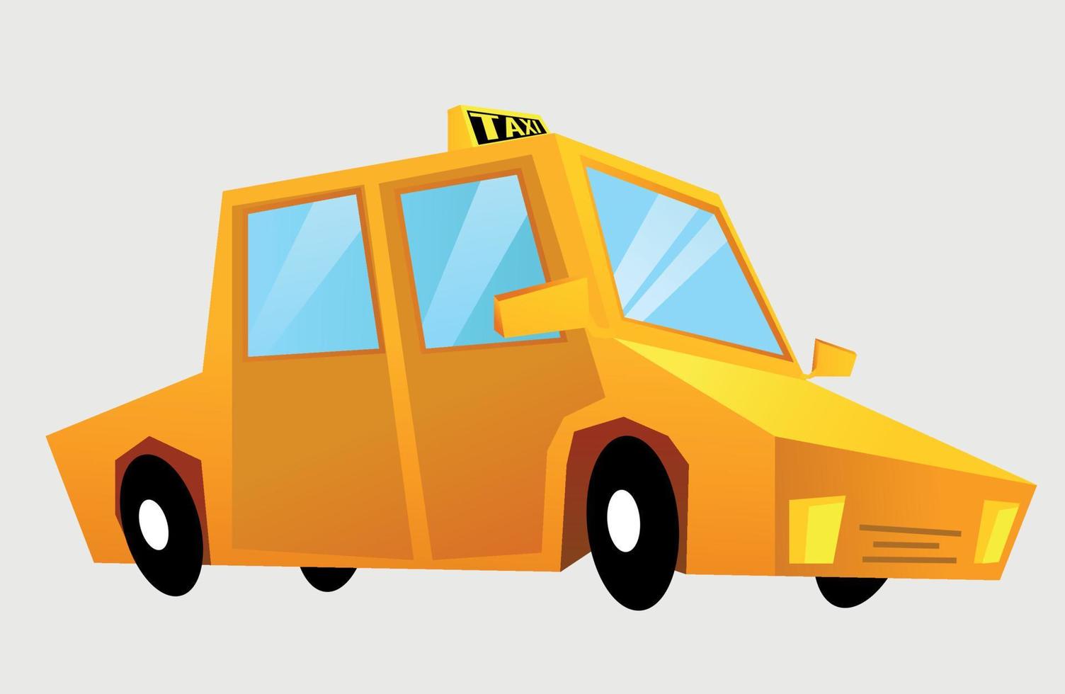 Taxi yellow car in cartoon style cab isolated on white background. Vector illustration