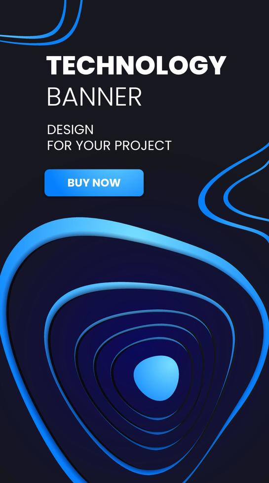 Modern technology banner in geometry style. Futuristic hi-tech colorful background. Vector illustration. Dynamic neon blue line abstractions for typography, design frame for social media post.
