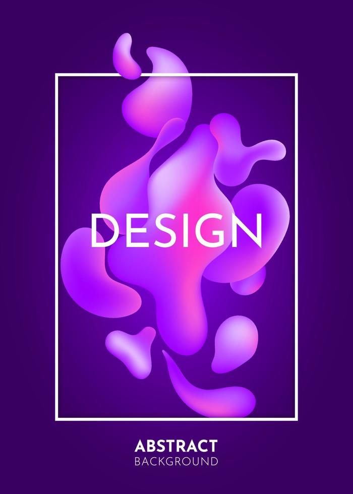 Liquid flow, pink 3D neon lava lamp vector geometric purple background frame for banner, card, UI design or wallpaper. Gradient mesh bubble in the shape of a wave drop. Fluid colorful abstract shapes.