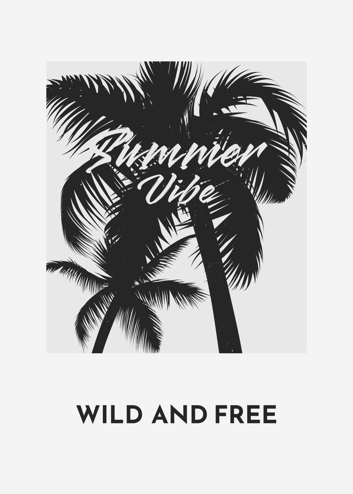 Summer vibe tropical background with palm trees silhouette. Music cocktails party poster, flyer, invitation card. Summer vacation. Hawaiian retro style neon template t shirt print design. vector