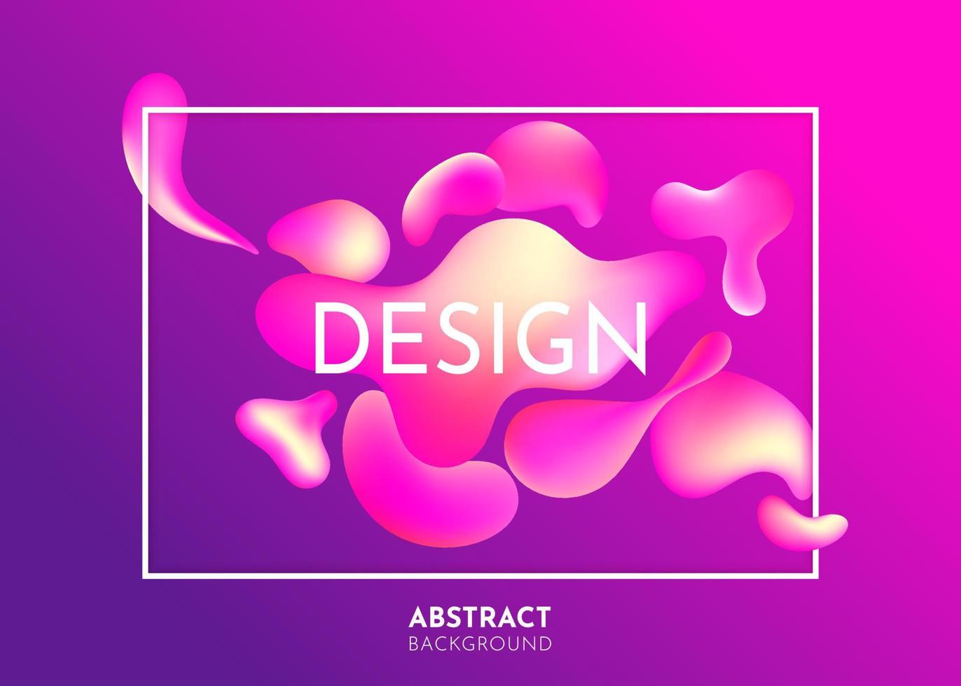 Liquid flow purple, pink 3D neon lava lamp vector geometric background frame for banner, card, UI design or wallpaper. Gradient mesh bubble in the shape of a wave drop. Fluid colorful abstract shapes.