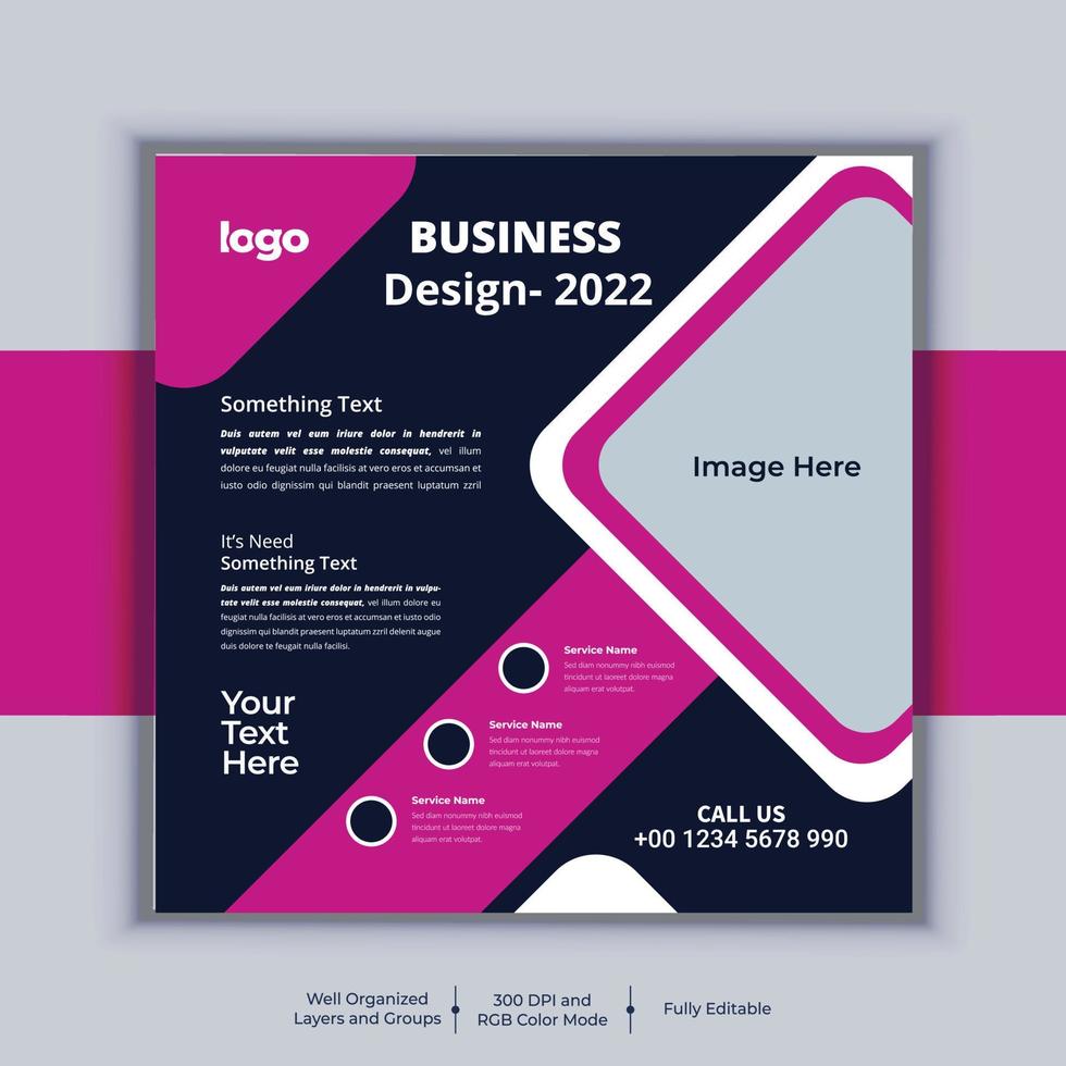 Professional business social media post square banner design. Modern layout vector template. Digital marketing agency banner design.
