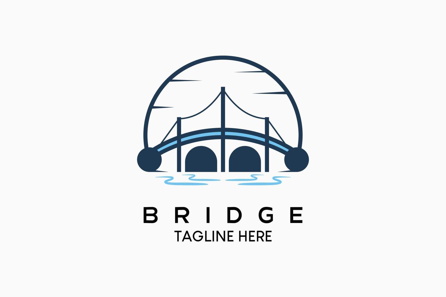 Bridge logo design with creative concept blending with nature. Modern vector illustration