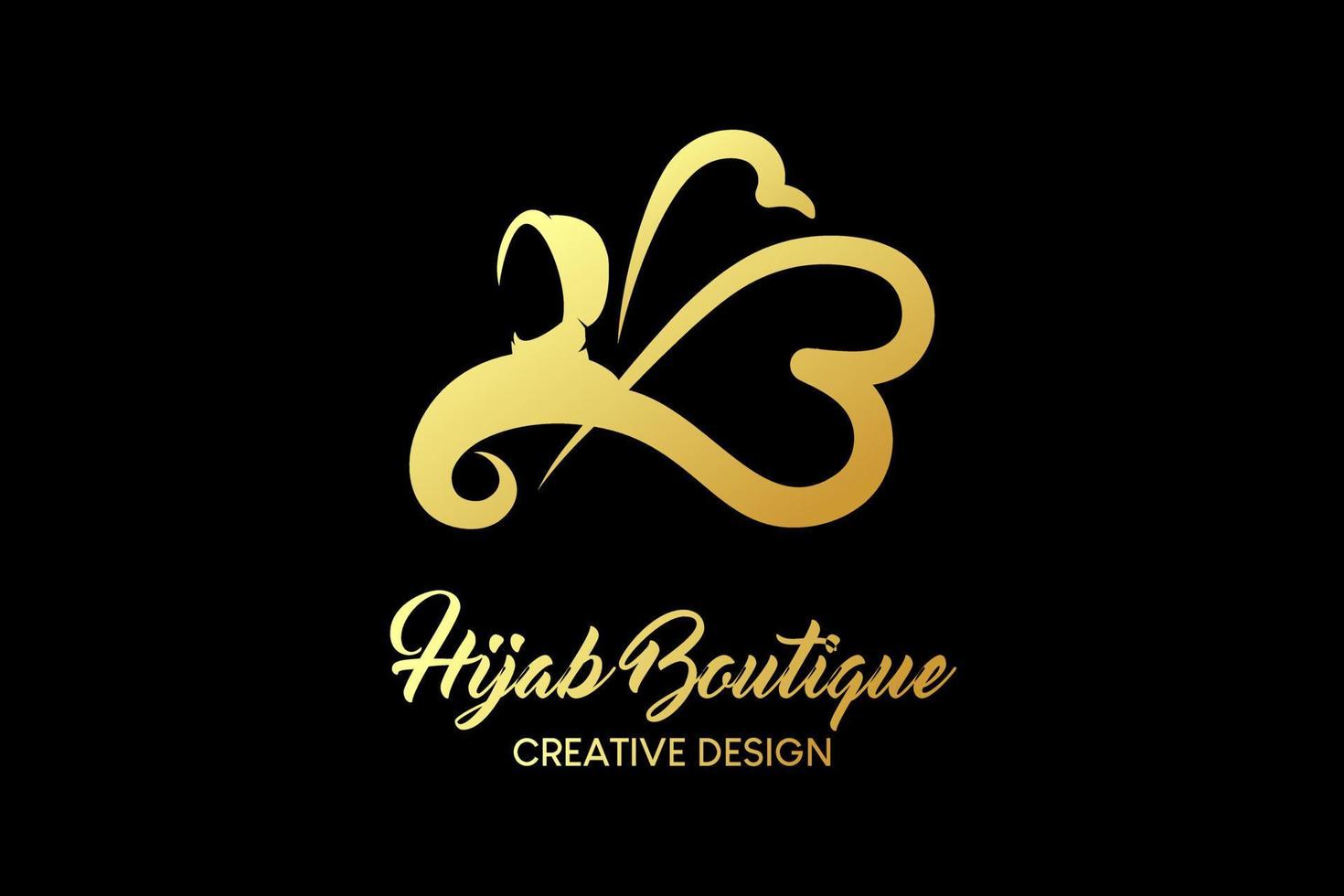 Hijab boutique logo design with a creative and simple concept of letter b in the shape of a butterfly combined with a hijab silhouette. Hijab fashion logo vector illustration.