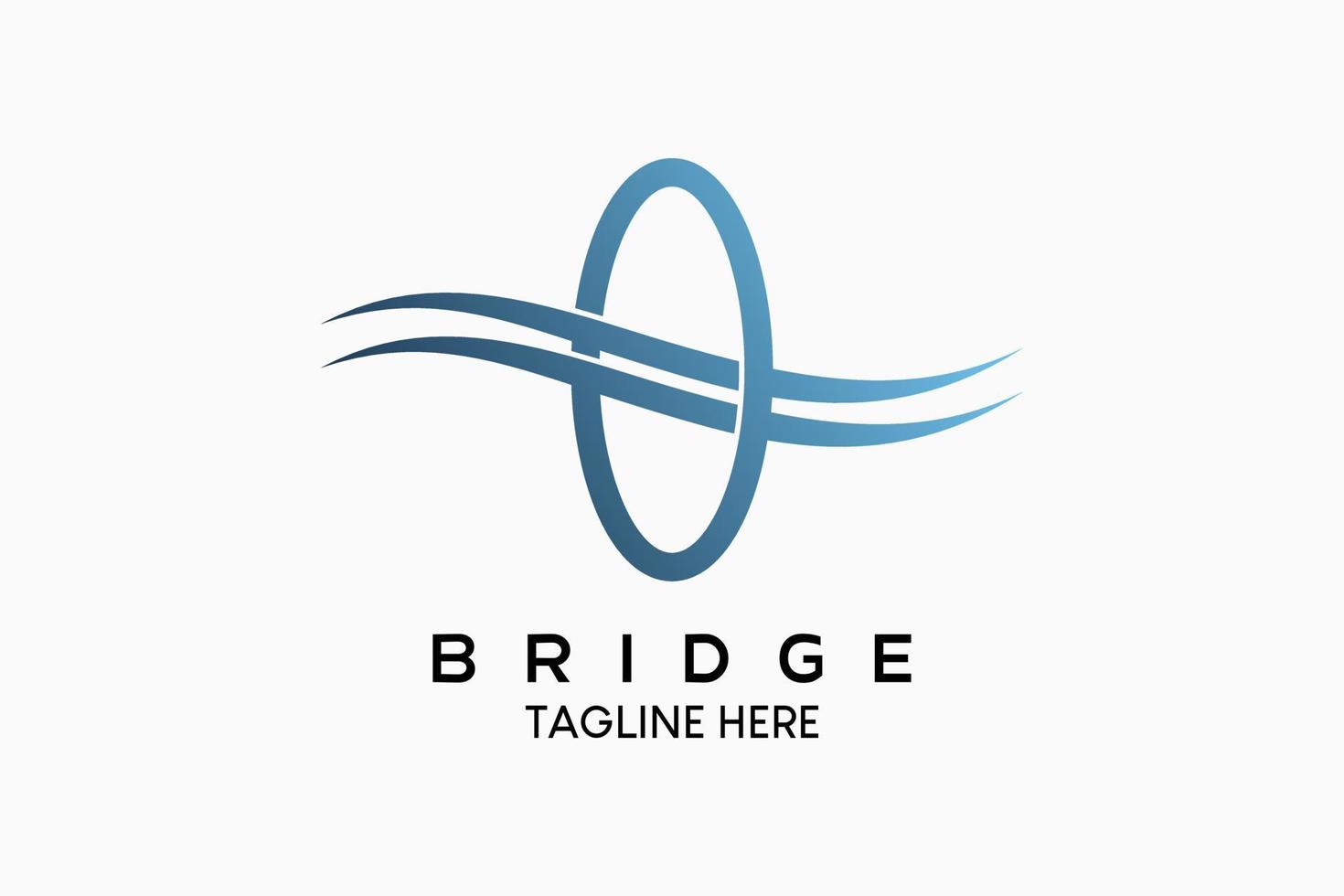 Bridge logo design with creative concept in letter o. Modern vector illustration