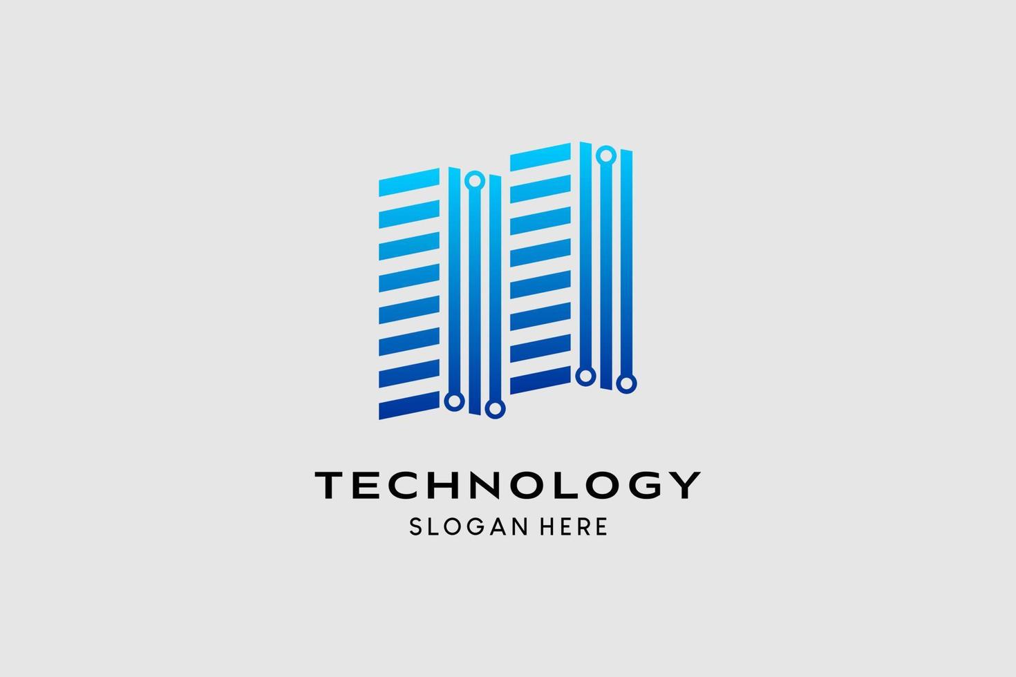 Technology logo design with building concept in modern style. Premium vector logo illustration