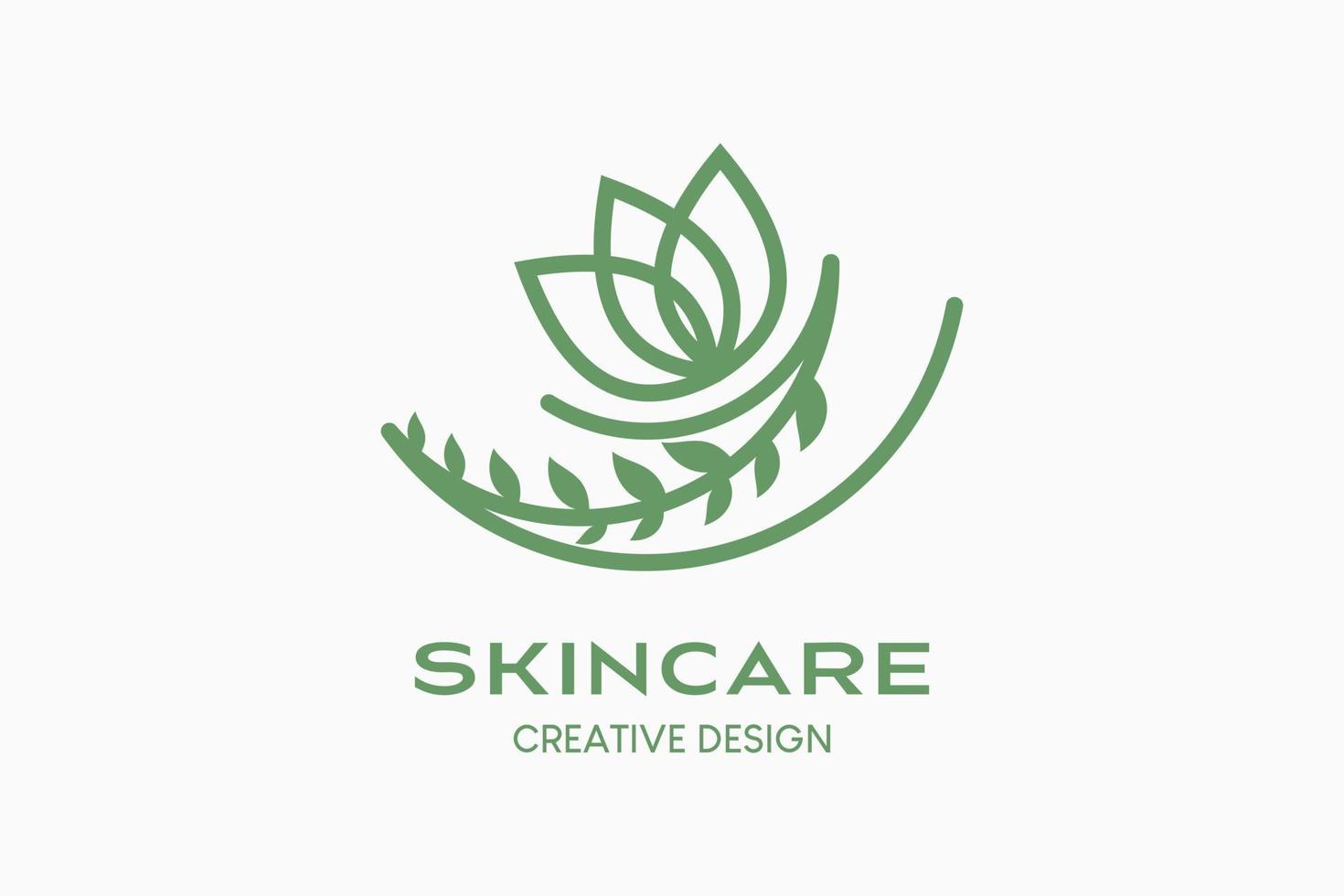 diseño de logotipo para el cuidado de la piel con concepto creativo, flores en estilo de arte lineal. vector