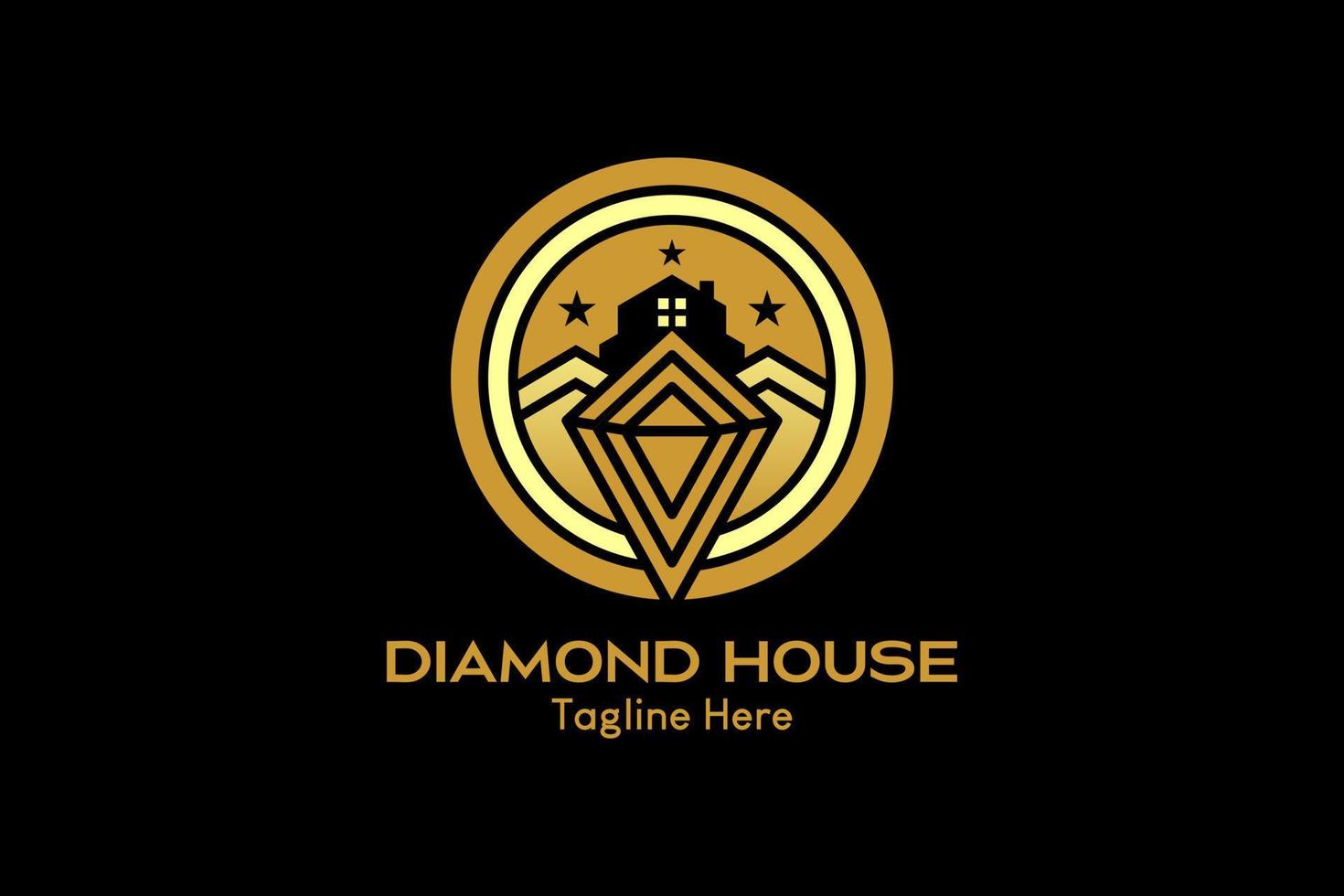 logotipo de la casa de diamantes con concepto creativo en círculo. prima vectorial vector