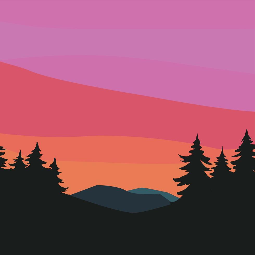 natural landscape illustration, mountain scenery vector