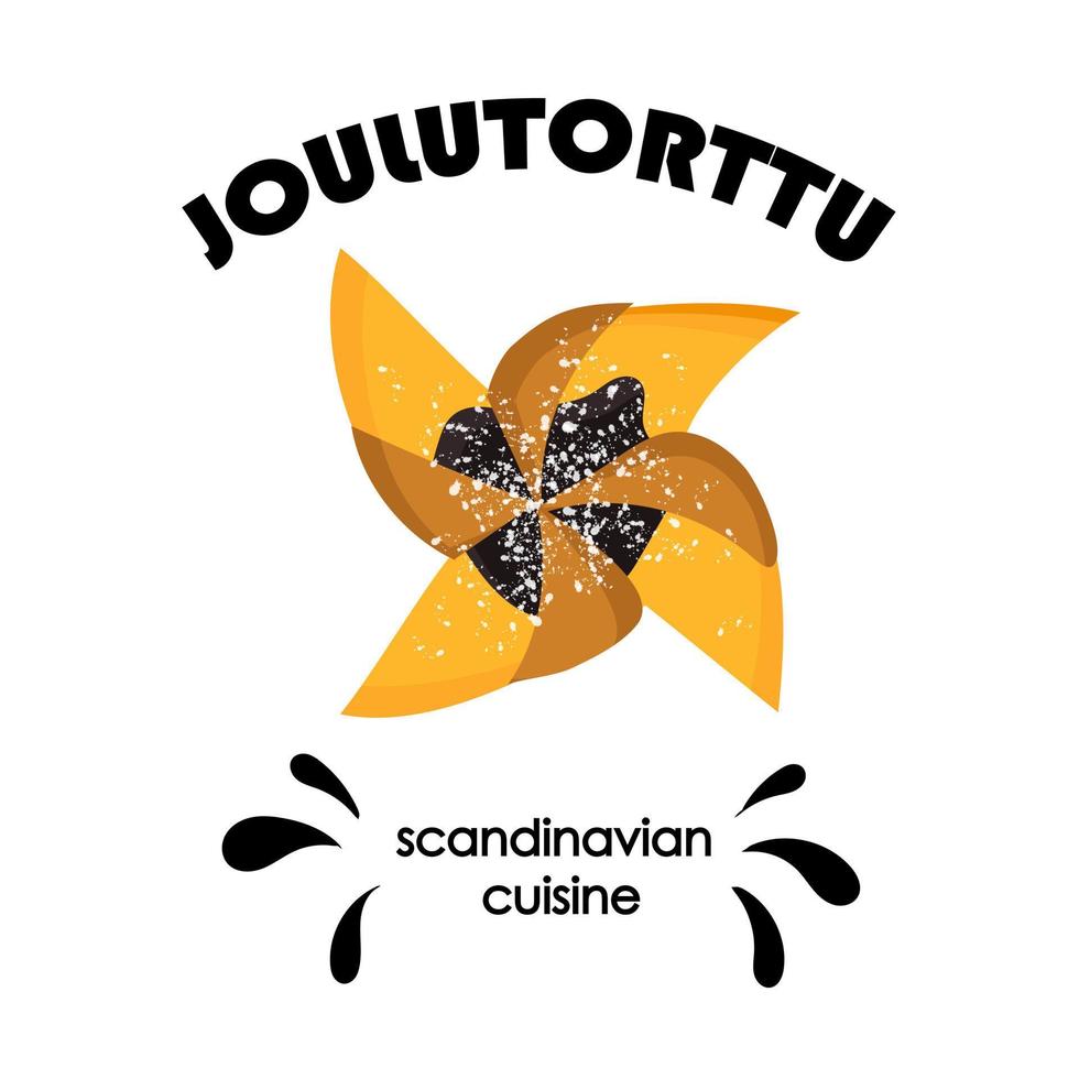 Finnish star shaped Christmas cake with dried marmalade. joulutorttu vector