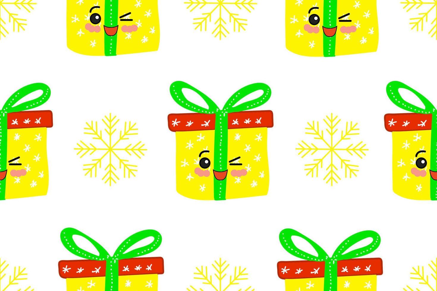 Seamless pattern. New Year gifts. Merry Christmas Cute character. vector