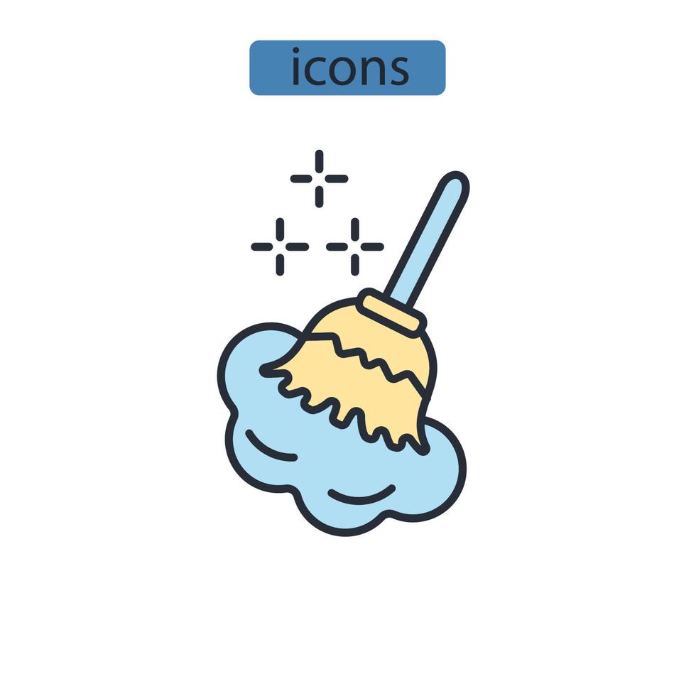 Broom icons  symbol vector elements for infographic web