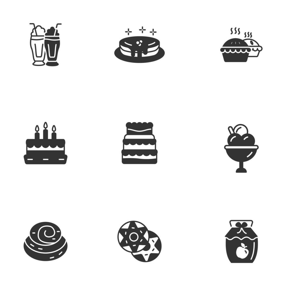 conjunto de iconos de postre. elementos de vector de símbolo de paquete de postre para web de infografía