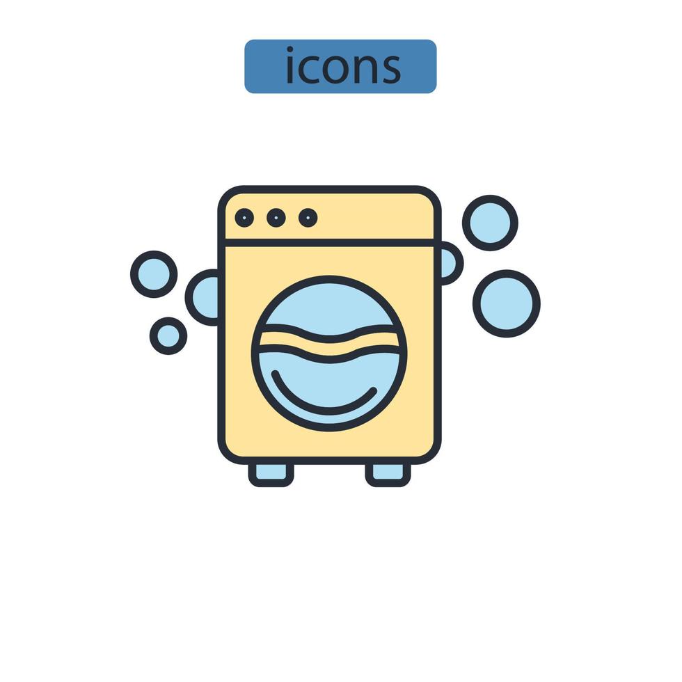 iconos de secadora de ropa símbolo de elementos vectoriales para web infográfico vector