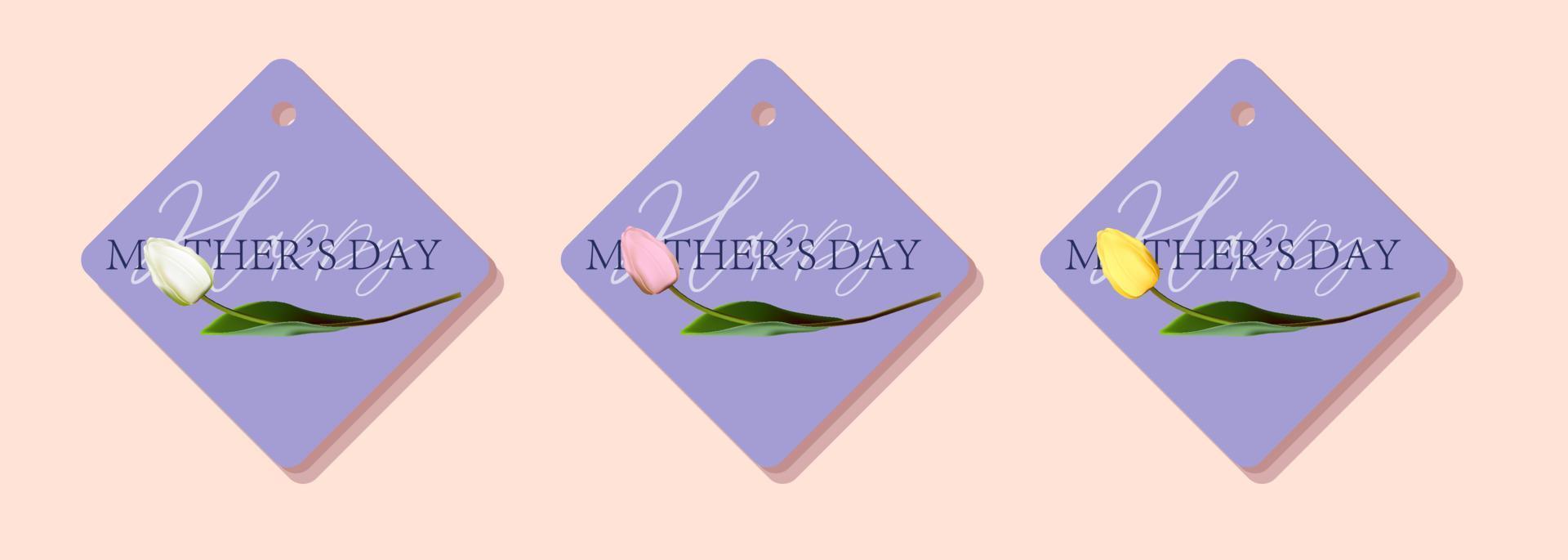 Mother's day gift tags. Spring flower vector illustration. Greeting realistic template, international women's day concepts, modern party design.