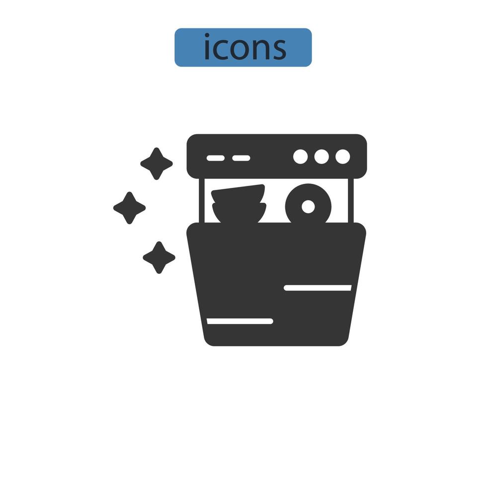 Dishwasher icons  symbol vector elements for infographic web