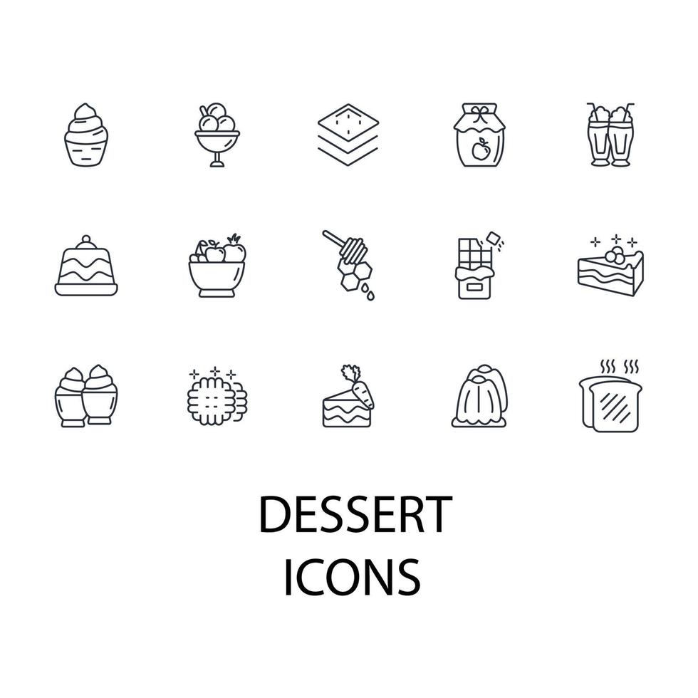 dessert icons set . dessert pack symbol vector elements for infographic web