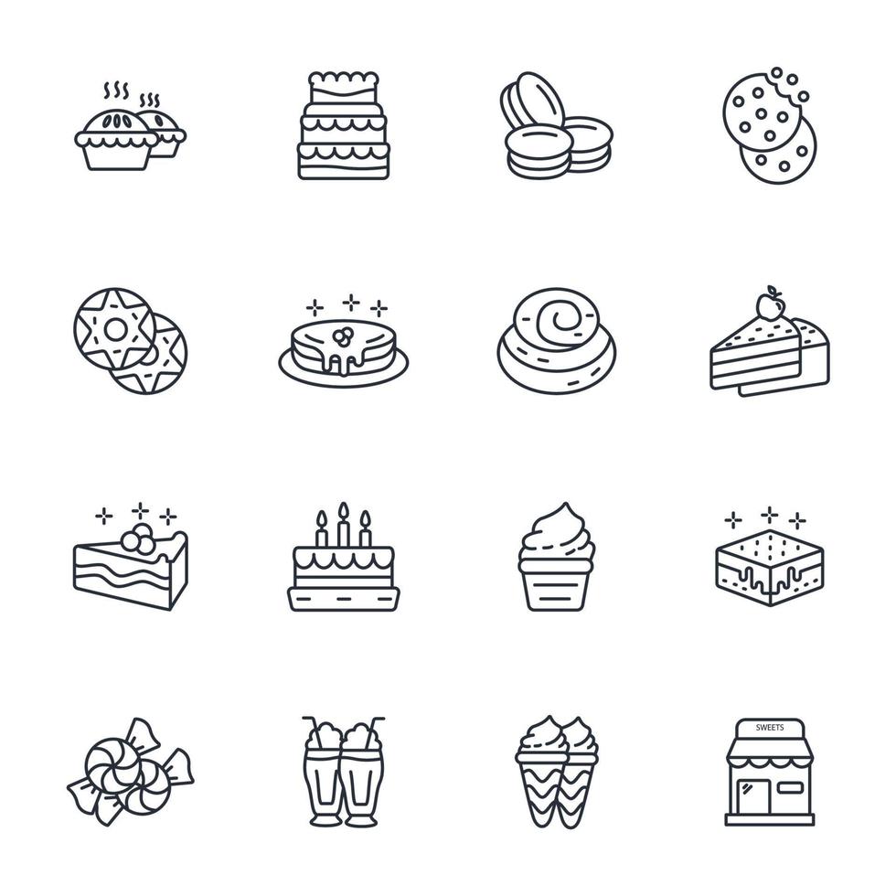dessert icons set . dessert pack symbol vector elements for infographic web