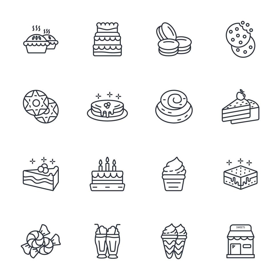 conjunto de iconos de postre. elementos de vector de símbolo de paquete de postre para web de infografía