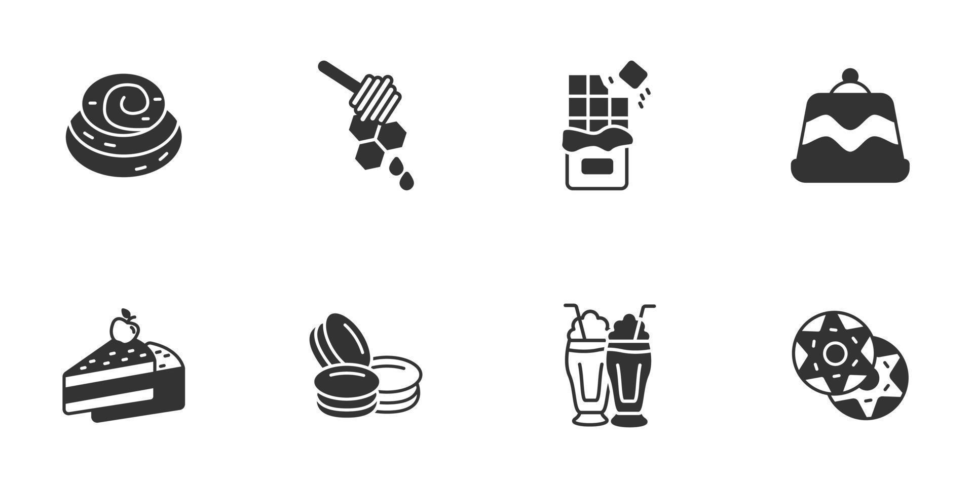 conjunto de iconos de postre. elementos de vector de símbolo de paquete de postre para web de infografía