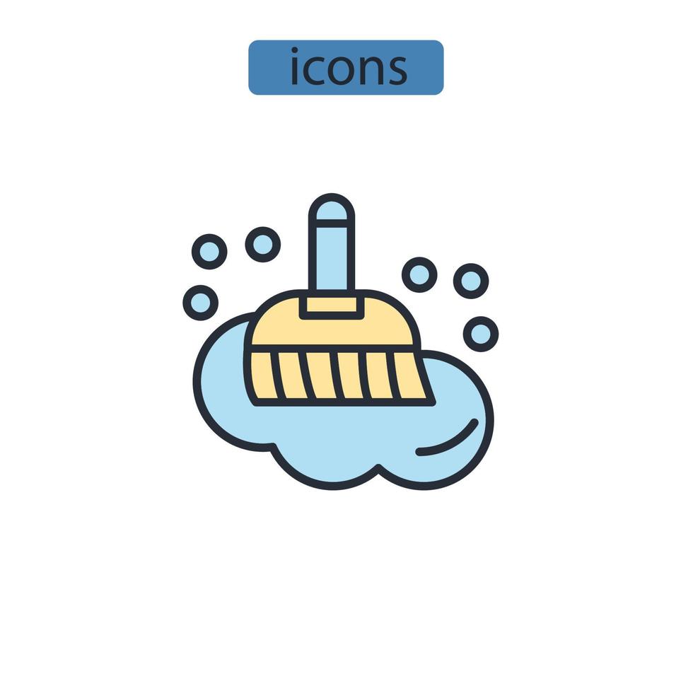 iconos de cepillo de limpieza símbolo elementos vectoriales para web infográfico vector