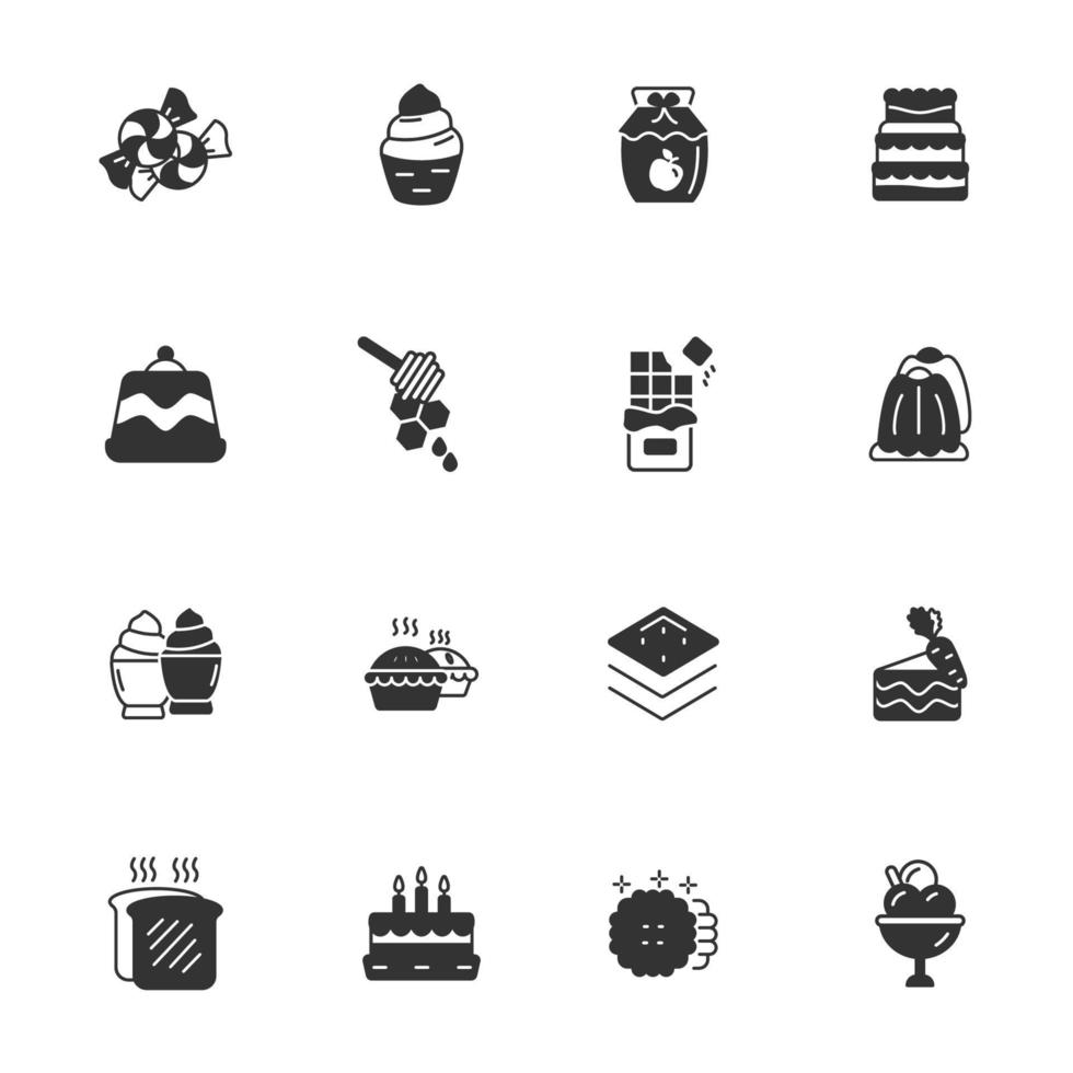 conjunto de iconos de postre. elementos de vector de símbolo de paquete de postre para web de infografía