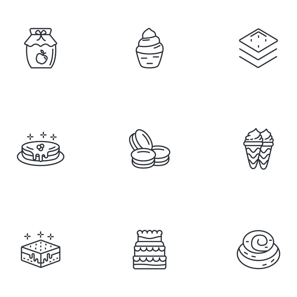 dessert icons set . dessert pack symbol vector elements for infographic web