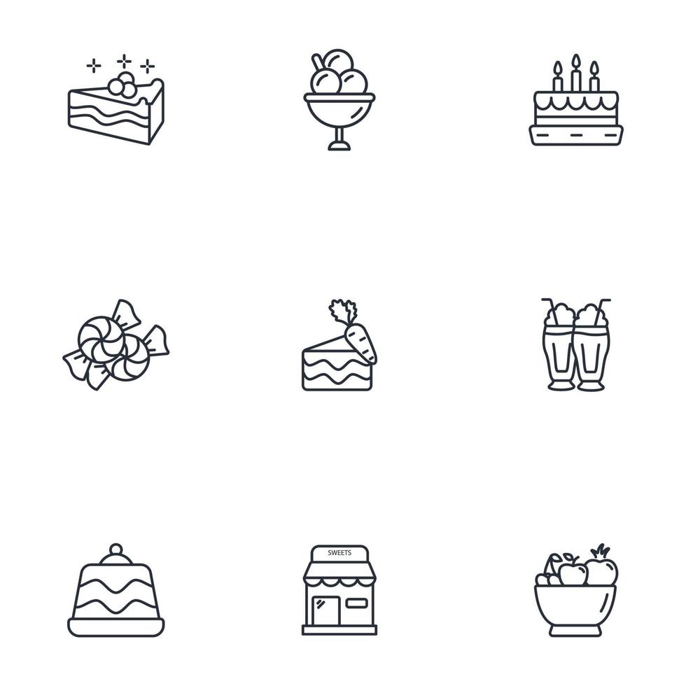 dessert icons set . dessert pack symbol vector elements for infographic web
