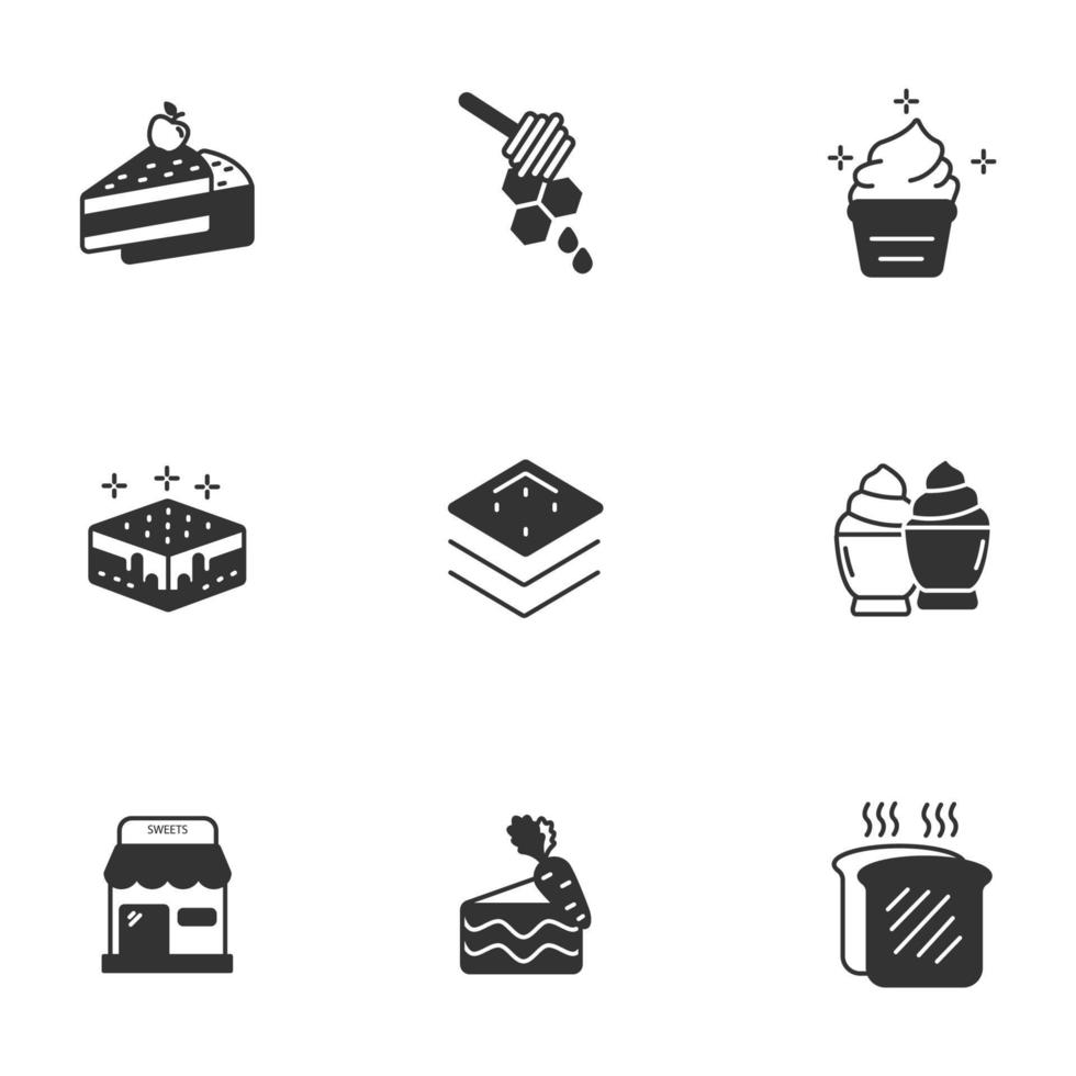 conjunto de iconos de postre. elementos de vector de símbolo de paquete de postre para web de infografía