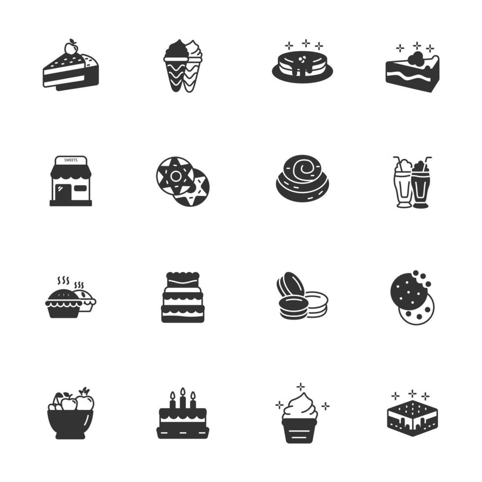 conjunto de iconos de postre. elementos de vector de símbolo de paquete de postre para web de infografía