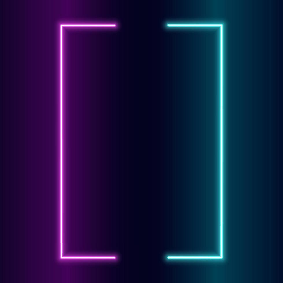 Futuristic Neon frame border. Purple neon glowing background vector