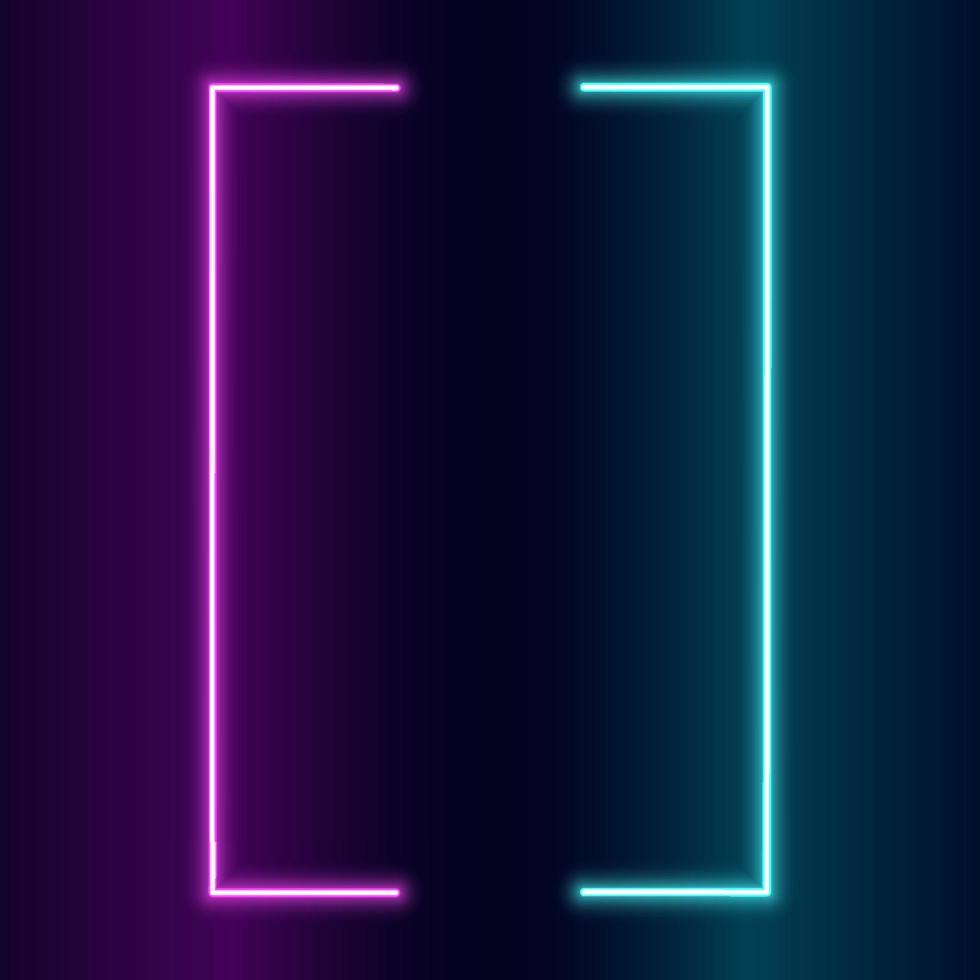 Futuristic Neon frame border. Purple neon glowing background vector