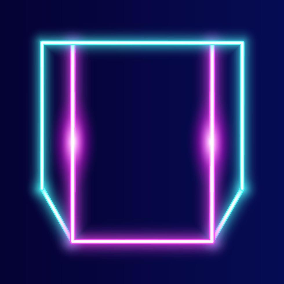 Futuristic Technology Retro Neon Frame Border. vector