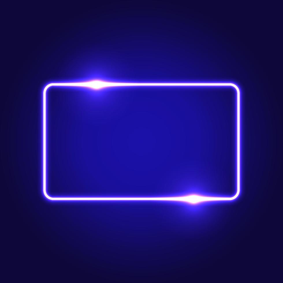 Futuristic Neon frame border. Purple neon glowing background vector