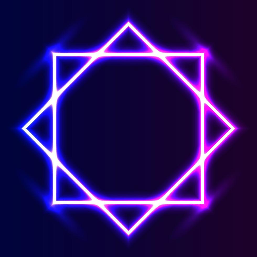 Futuristic Neon frame border. Purple neon glowing background vector