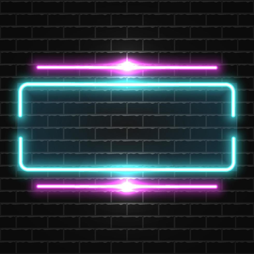 Futuristic Neon frame border. Purple neon glowing background vector